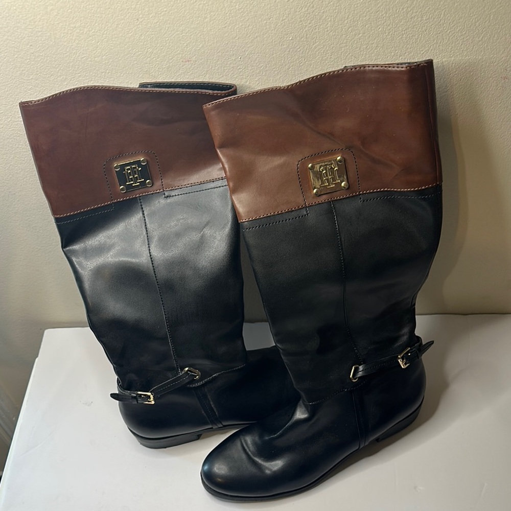 Black and Brown Leather Riding Boots - Picture 3 of 9